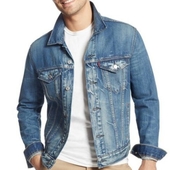 Levi's Trucker Jean Jacket Faded Distressed Size Small NWT - Picture 6 of 7